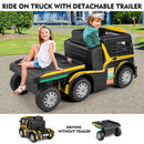 12V10AH Battery-Powered Ride On Truck with Swing Trailer and RC Control for Kids - MP3 Compatible, 6 Wheels
