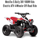 MotoTec E-Bully 36V 1000W Children's Electric ATV Quad Bike Off-Road Ride-On in White and Red