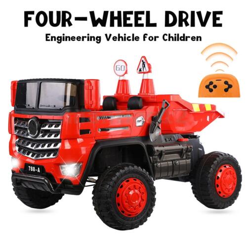12V Electric Construction Toy - Dump Truck with Moving Bed and Shovel