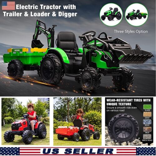 Electric Kids Ride on Tractor with Remote Control and LED Lights