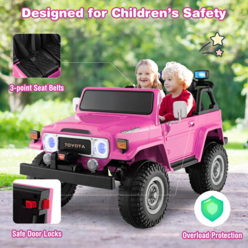 12V Two-Seater Licensed Children's Electric Toyota FJ40 Car with 2.4G Remote Control - Pink