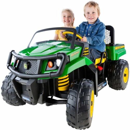 Electric John Deere 12V Ride-On Tractor with Adjustable Seat for Kids