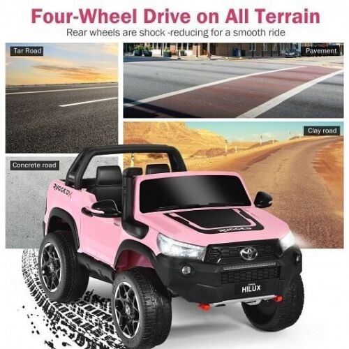 2*12V Official Toyota Hilux Electric Ride-On Truck Car 2-Seater 4WD with Remote Control in Pink - C