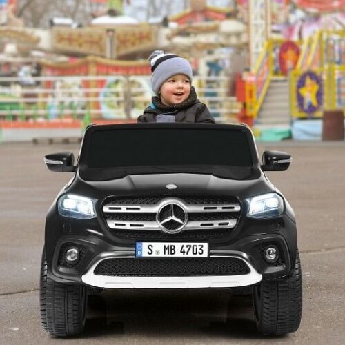 12V 2-Seater Children's Ride-On Car - Officially Licensed Mercedes Benz X Class Remote Control Vehicle with Storage Compartment - Black