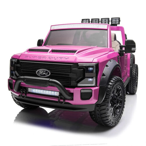 Custom Edition Pink 24V FORD F450 Ride-On Car Truck for Kids with 2 Seats, Remote Control, and LED Lights