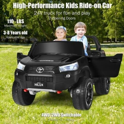 24V Authentic Toyota Hilux Electric Ride-On Truck 2-Seater 4x4 with Remote Control - Jet Black