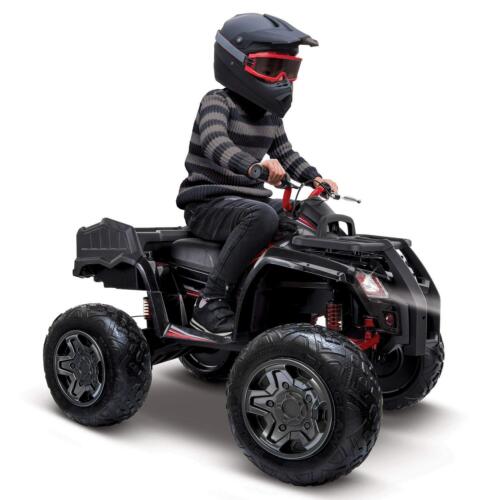 Children's Ride-on Toy Quad Vehicle 4-Wheeler ATV 8 MPH 24V Rechargeable Battery Black