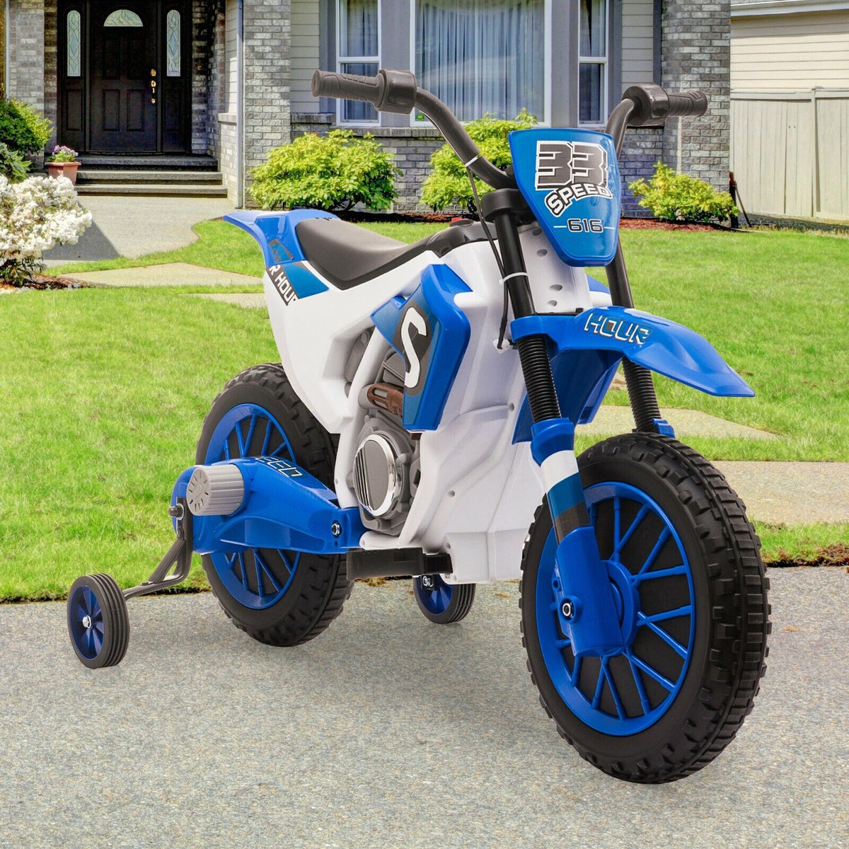 Electric Dirt Bike for Kids with Training Wheels 12V Off Road Ride O