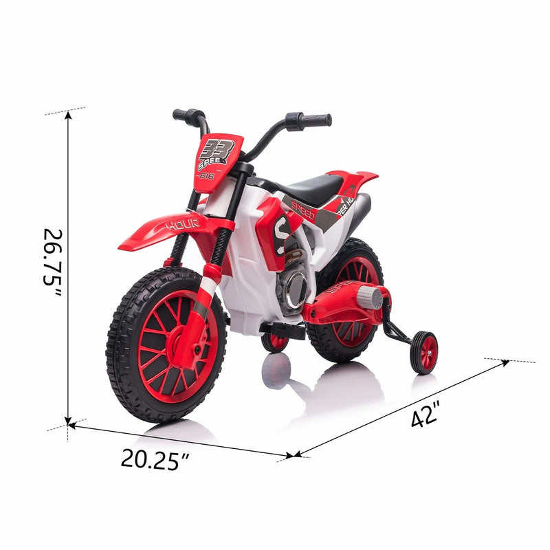 Electric Dirt Bike for Kids with Training Wheels 12V Off Road Ride O