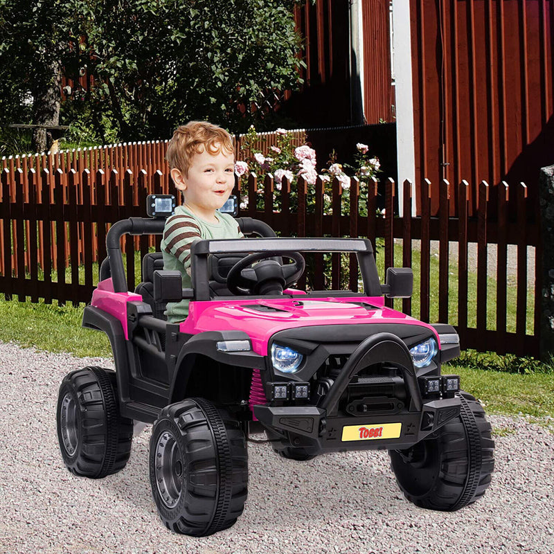 Remote Ride On Trucks TOBBI 12V Electric Remote Control Kids Ride On Truck in Rose Red