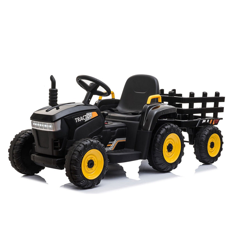 TOBBI 12V Electric Tractor Ride-On Car with Trailer for Kids - Battery