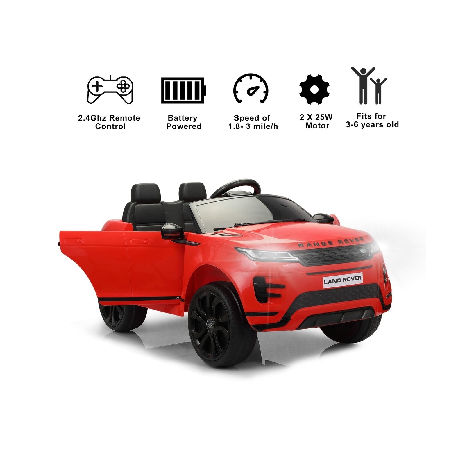 Li Ridable Toy Car TOBBI 12V Land Rover Licensed Electric Ride-On Car for Kids with Batte