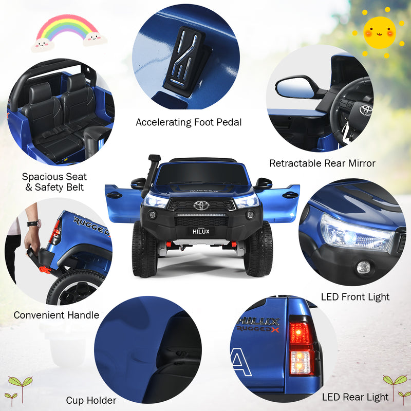 2-Seater Toyota Hilux Ride On Truck with Remote Control - 4WD, 2*12V Battery Powered