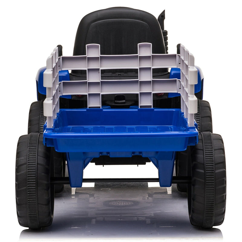 VILOBOS 12V Ride On Tractor with Trailer Battery Powered Toy Car for Kids